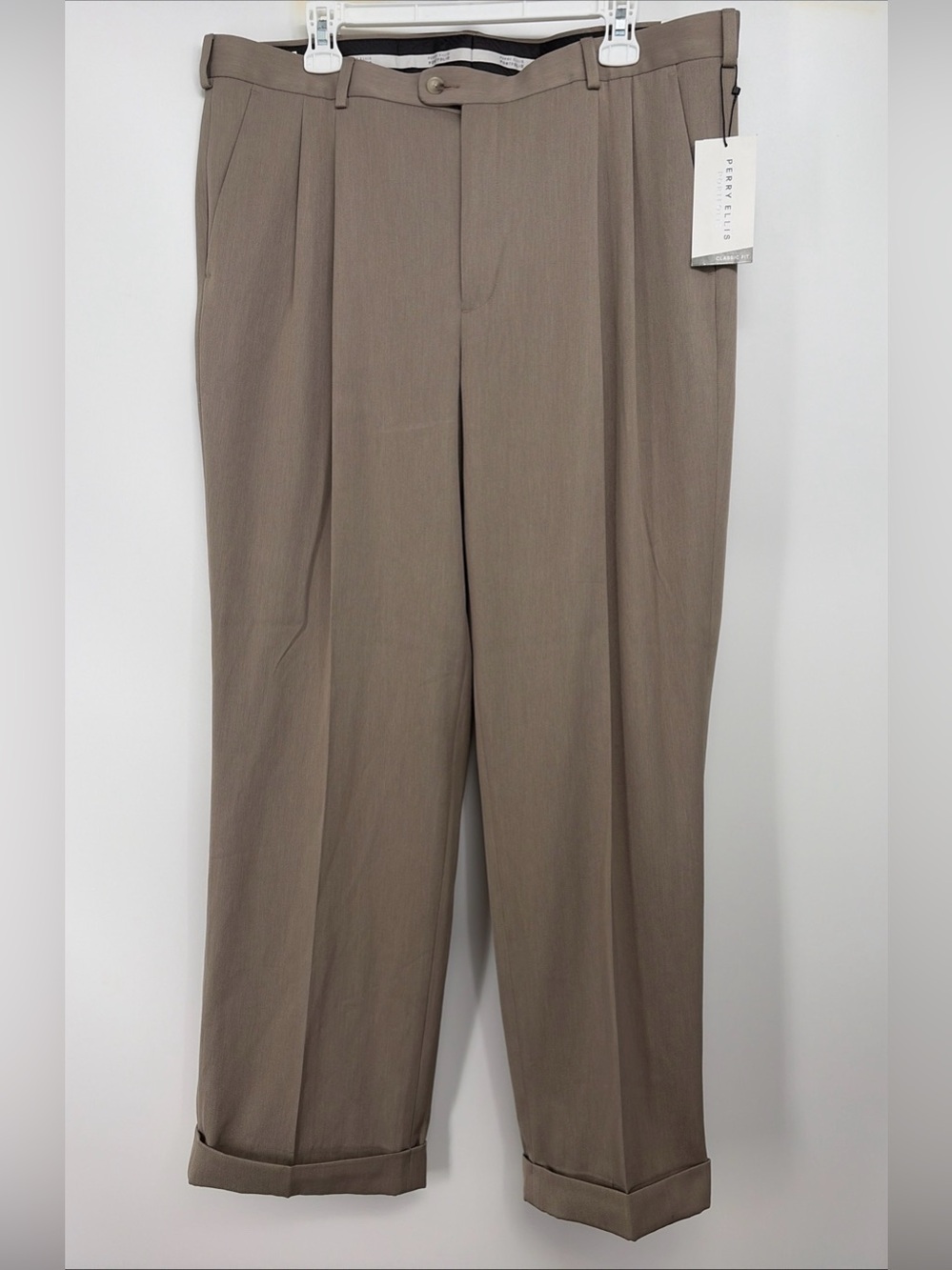 Perry Ellis Portfolio Men's Classic Fit Pants 36x30 $85 In Taupe Travel Luxe